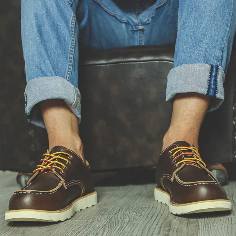 Men's Low Cut Work Boots Retro American Classic Boots Leather Platform Lace-up Men's Shoes Fashion Lightweight Work Shoes
Men's Low Cut Work Boots Retro American Classic Boots Leather Platform Lace-up Men's Shoes Fashion Lightweight Work Shoes
