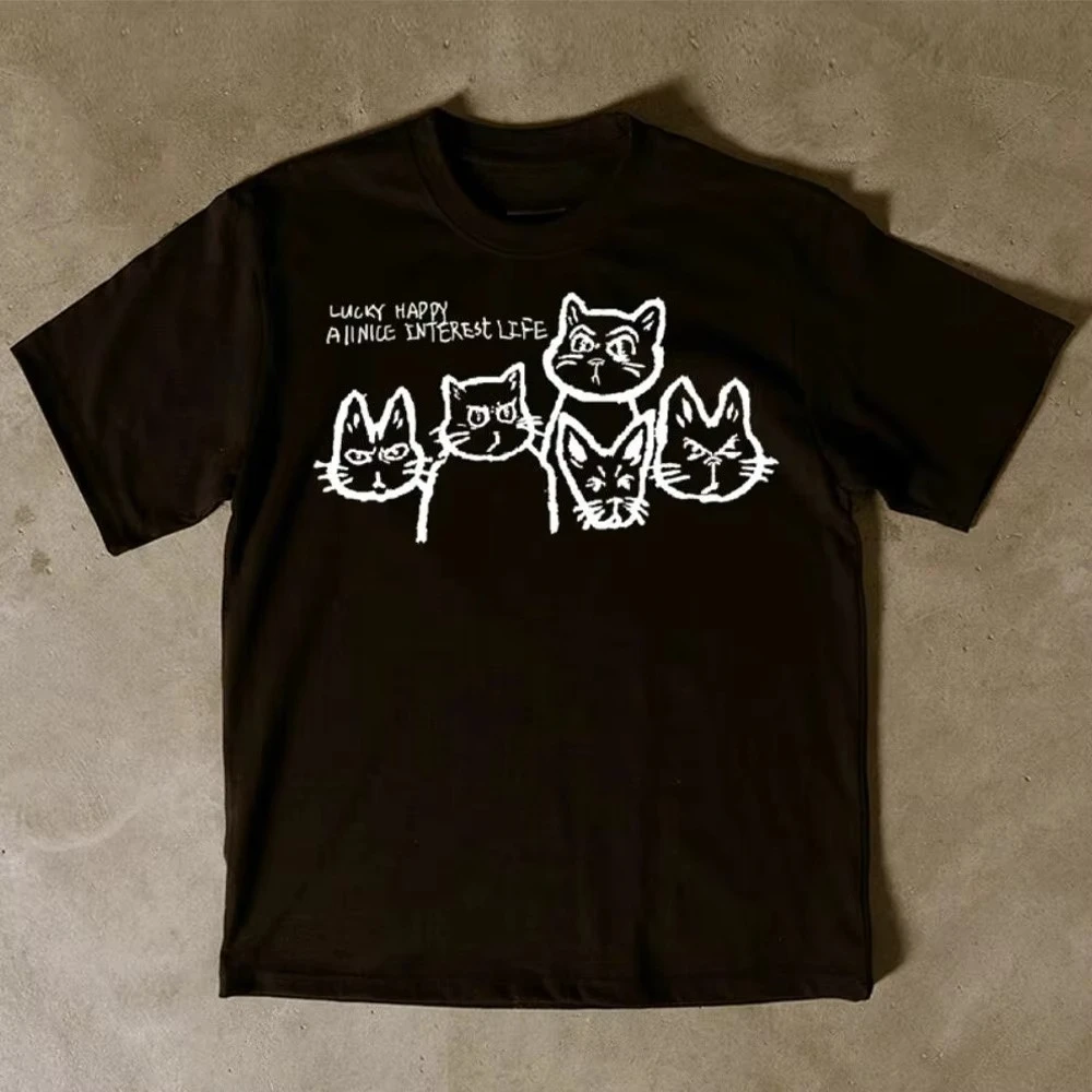 Funny Cats Printing Graphic Unisex T Shirts 2025 Summer Loose Cotton Short Sleeve Tops Street Fashion Casual Crewneck Tees 
Funny Cats Printing Graphic Unisex T Shirts 2025 Summer Loose Cotton Short Sleeve Tops Street Fashion Casual Crewneck Tees