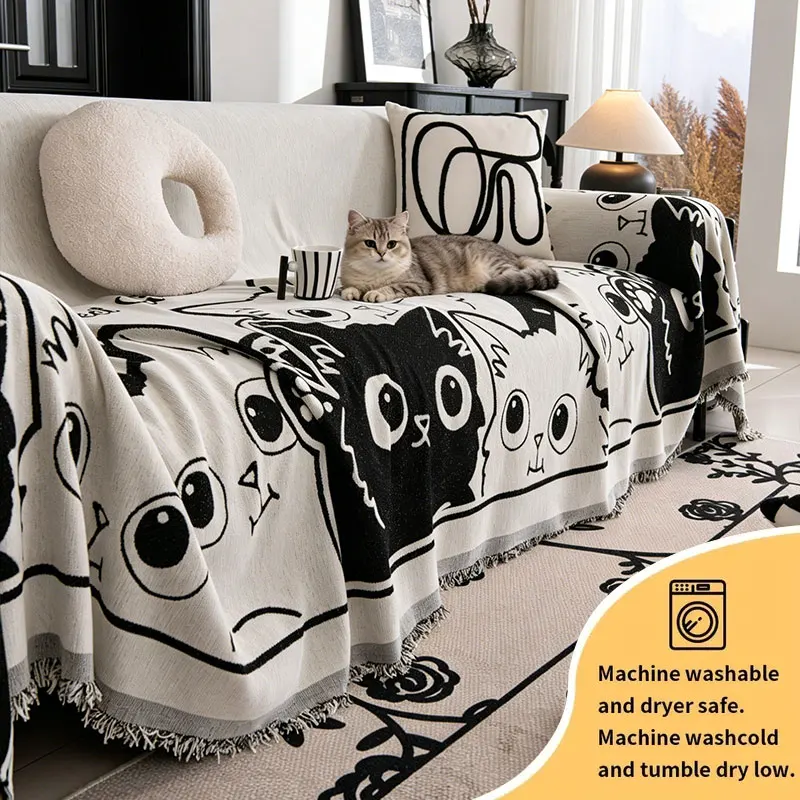 1PC-Black and white cartoon cat sofa towel, pet friendly dust-proof sofa towel, adding joy and fun to the family
1PC-Black and white cartoon cat sofa towel, pet friendly dust-proof sofa towel, adding joy and fun to the family