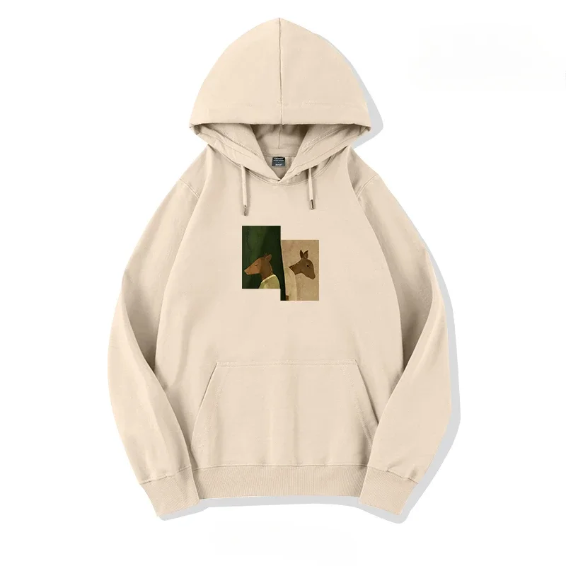 Trendy Brand New Hooded Sweater Men's Fleece Thickened Loose Two Deer Print Spring and Autumn Apricot Couple Coat Harajuku Traf
Trendy Brand New Hooded Sweater Men's Fleece Thickened Loose Two Deer Print Spring and Autumn Apricot Couple Coat Harajuku Traf