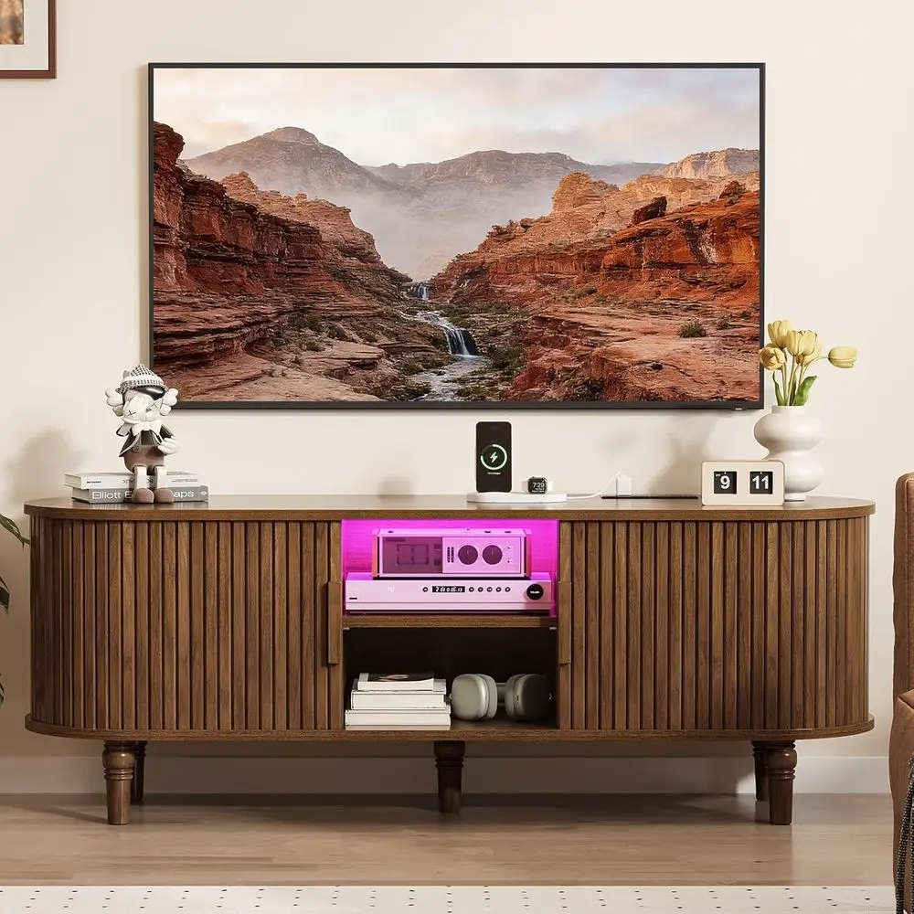 Walnut 55-inch TV Stand with Sliding Door and Adjustable Shelves for Living Room or Bedroom
Walnut 55-inch TV Stand with Sliding Door and Adjustable Shelves for Living Room or Bedroom