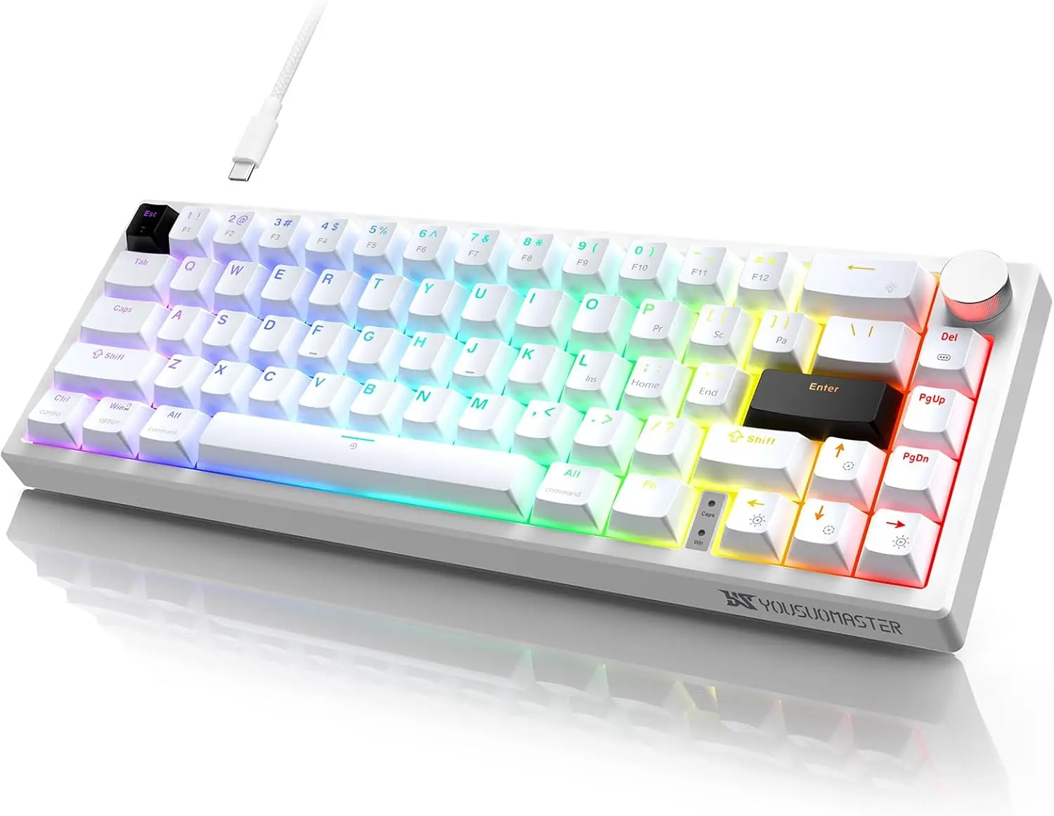 X82 Wired Mechanical Gaming Keyboard 60% RGB Backlit with Volume Knob, Hot Swappable Red Switch, Translucent White Keys
X82 Wired Mechanical Gaming Keyboard 60% RGB Backlit with Volume Knob, Hot Swappable Red Switch, Translucent White Keys
