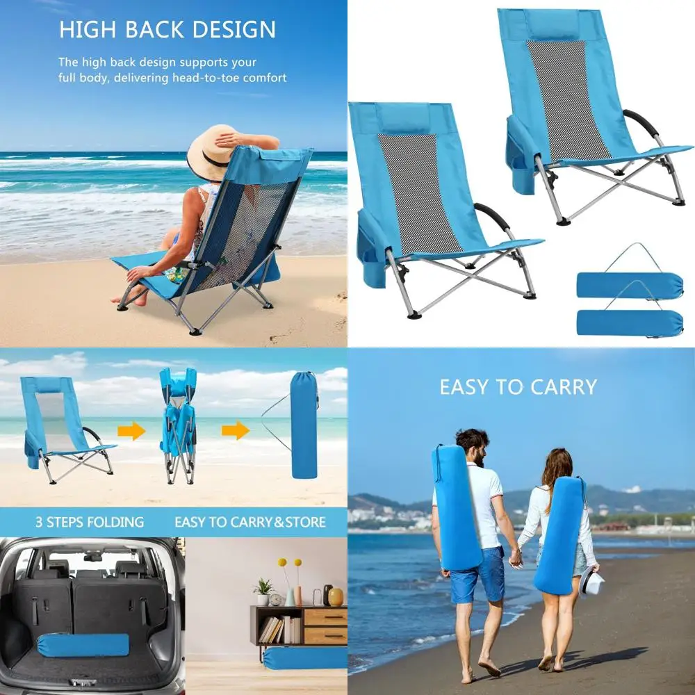 Portable High Back Beach Chairs, 2-Pack Folding Chairs with Carry Bag and Cup Holder for Adults, Ideal for Outdoor Activities an
Portable High Back Beach Chairs, 2-Pack Folding Chairs with Carry Bag and Cup Holder for Adults, Ideal for Outdoor Activities an