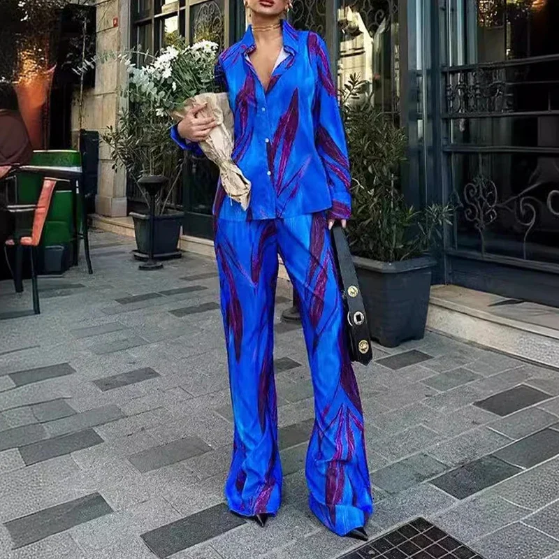 Spring Autumn Graphic Loose Office Suit Lady Fashion Outfits Casual Women Long Sleeve Button Shirt Top&Wide Legs Pants 2pc Set
Spring Autumn Graphic Loose Office Suit Lady Fashion Outfits Casual Women Long Sleeve Button Shirt Top&Wide Legs Pants 2pc Set