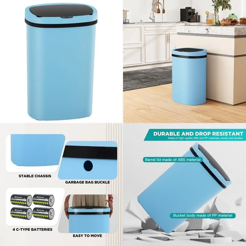 13-Gallon Blue Motion-Sensor Trash Can with Waterproof Design for Kitchen, Home, or Office
13-Gallon Blue Motion-Sensor Trash Can with Waterproof Design for Kitchen, Home, or Office