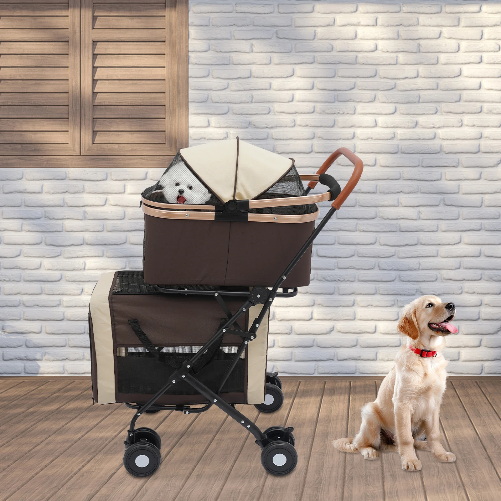 Detachable Double Layer Pet Stroller, Convertible Cat and Dog Carrier Trolley for Multiple Small Pets, for Travel Walking
Detachable Double Layer Pet Stroller, Convertible Cat and Dog Carrier Trolley for Multiple Small Pets, for Travel Walking