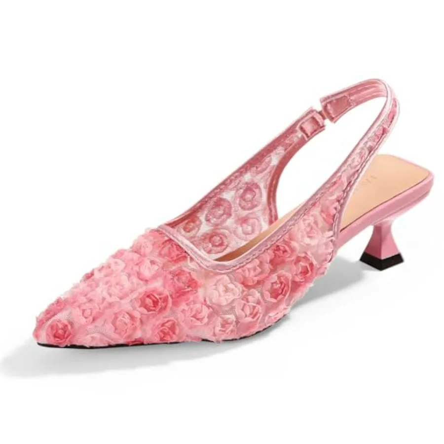 Elegant Lace Kitten Heels for Women - Slingback Pointed Toe Floral Mesh Dress Shoes - Low Heel Formal Wedding Guest Party Sanda
Elegant Lace Kitten Heels for Women - Slingback Pointed Toe Floral Mesh Dress Shoes - Low Heel Formal Wedding Guest Party Sanda