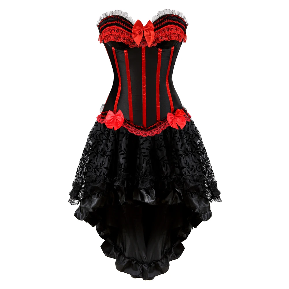 Gothic Corset Dress Women Vintage Striped Sexy Lace Bow Satin Corsets Bustiers With Steampunk Floral Skirt Sets Plus Size S-6XL
Gothic Corset Dress Women Vintage Striped Sexy Lace Bow Satin Corsets Bustiers With Steampunk Floral Skirt Sets Plus Size S-6XL