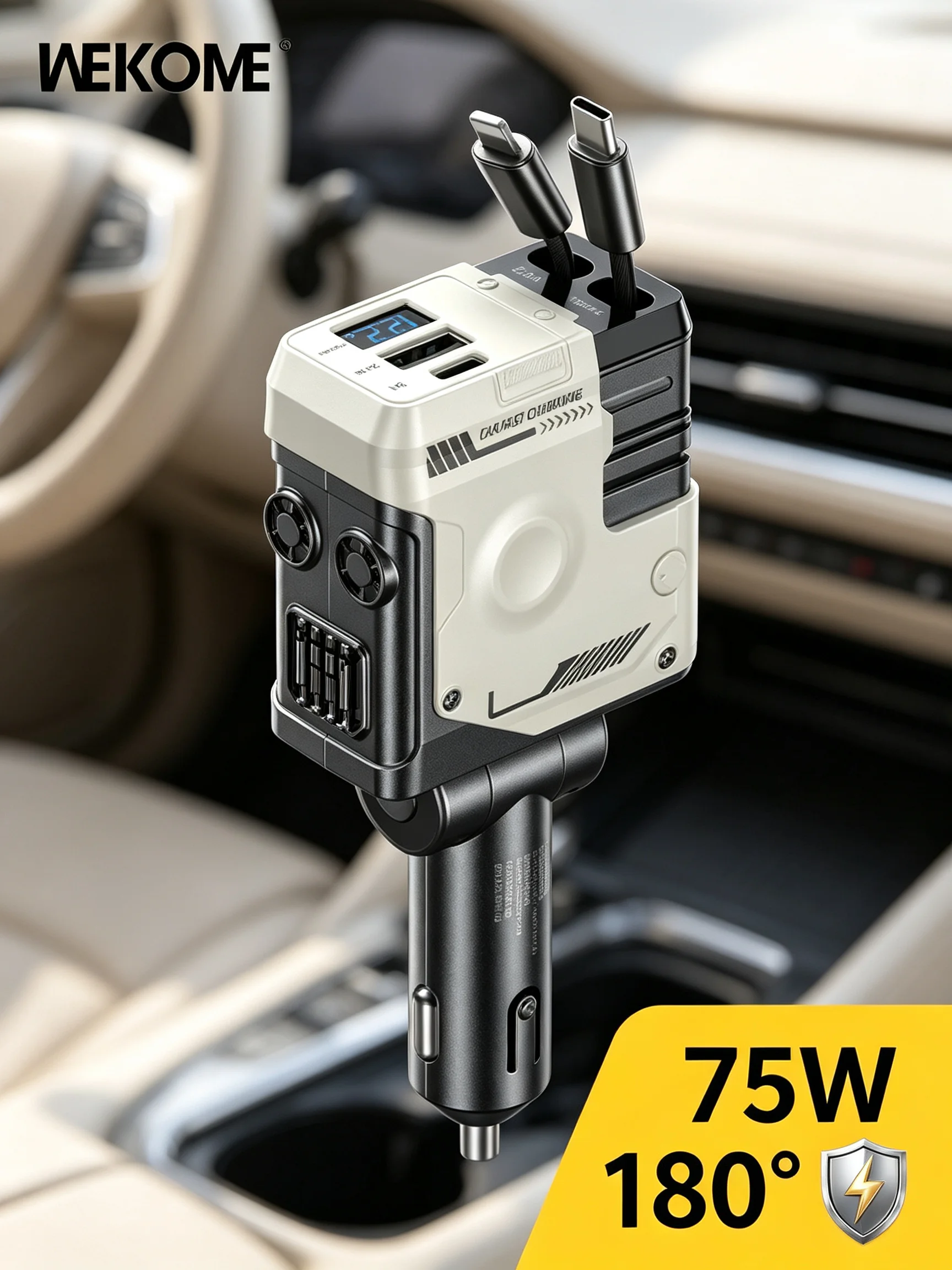WEKOME 75W Retractable 4 in 1 Dual Port Fast Charging Car Charger Adjustable Universal Fit
WEKOME 75W Retractable 4 in 1 Dual Port Fast Charging Car Charger Adjustable Universal Fit