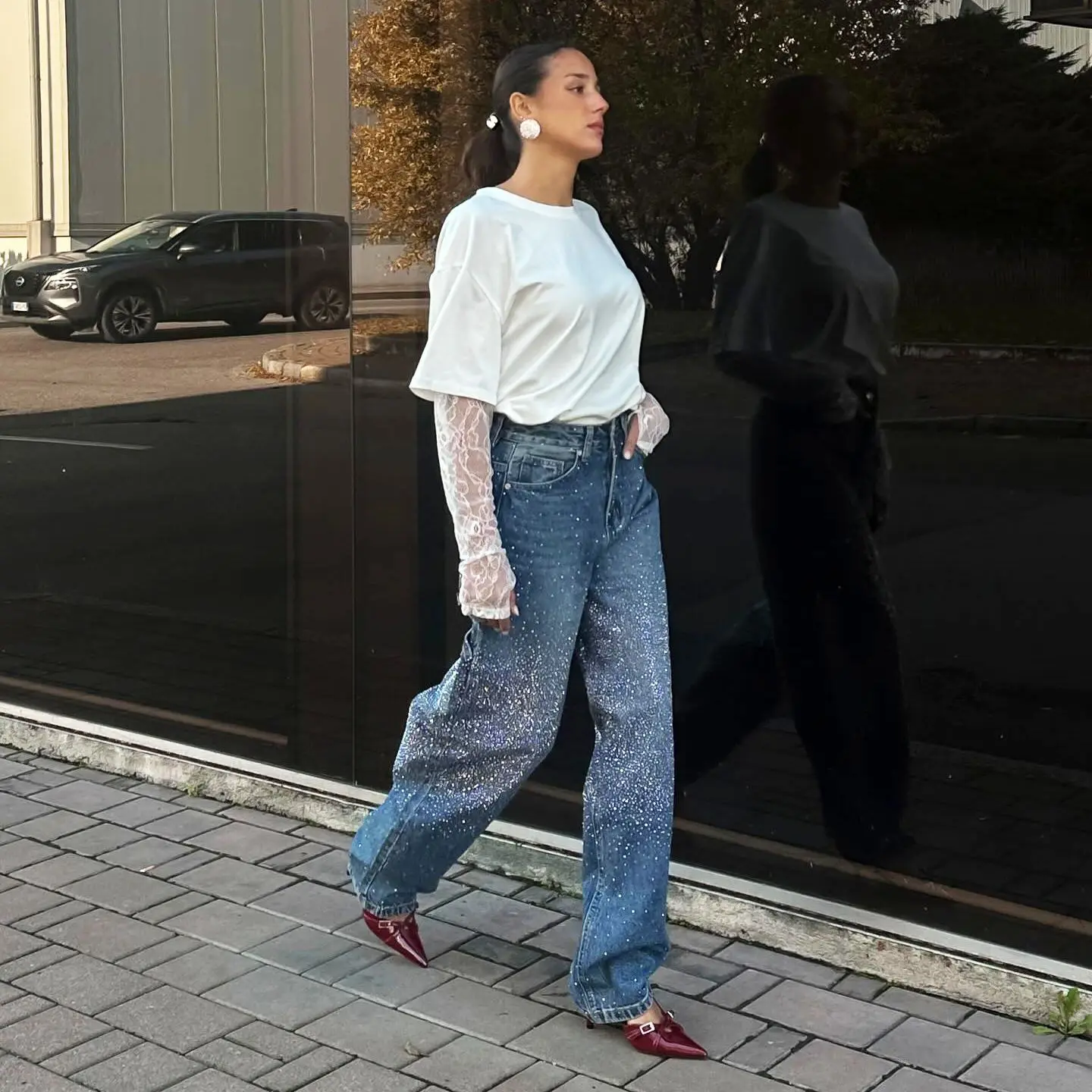 Taop&Za women's 2025 spring new style fashionable and versatile star-studded hot diamond jeans high waist slim casual trousers
Taop&Za women's 2025 spring new style fashionable and versatile star-studded hot diamond jeans high waist slim casual trousers