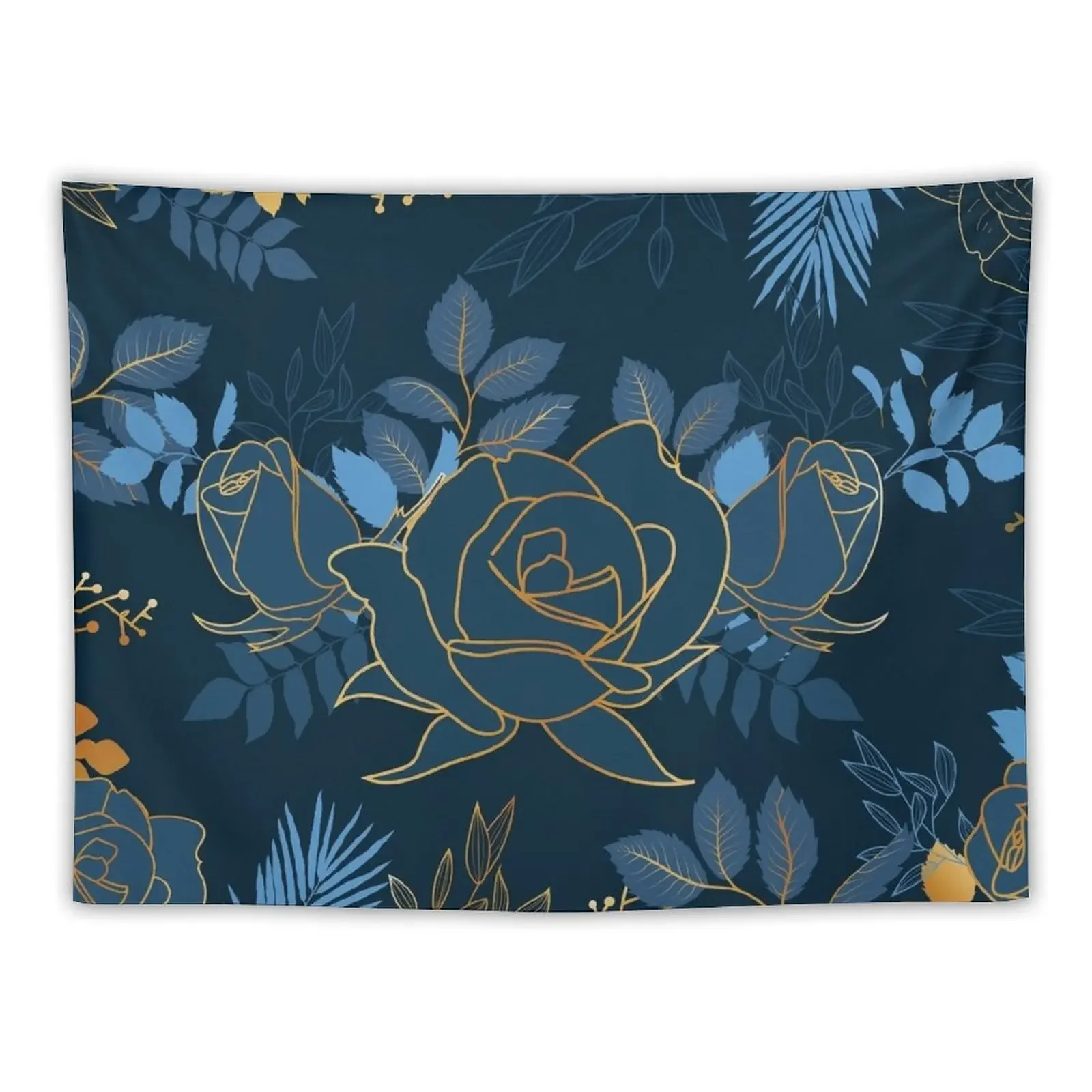 Blue and Gold Foil Flower and Leaf Design Tapestry Wall Art Tapete For The Wall Decoration Wall Tapestry
Blue and Gold Foil Flower and Leaf Design Tapestry Wall Art Tapete For The Wall Decoration Wall Tapestry