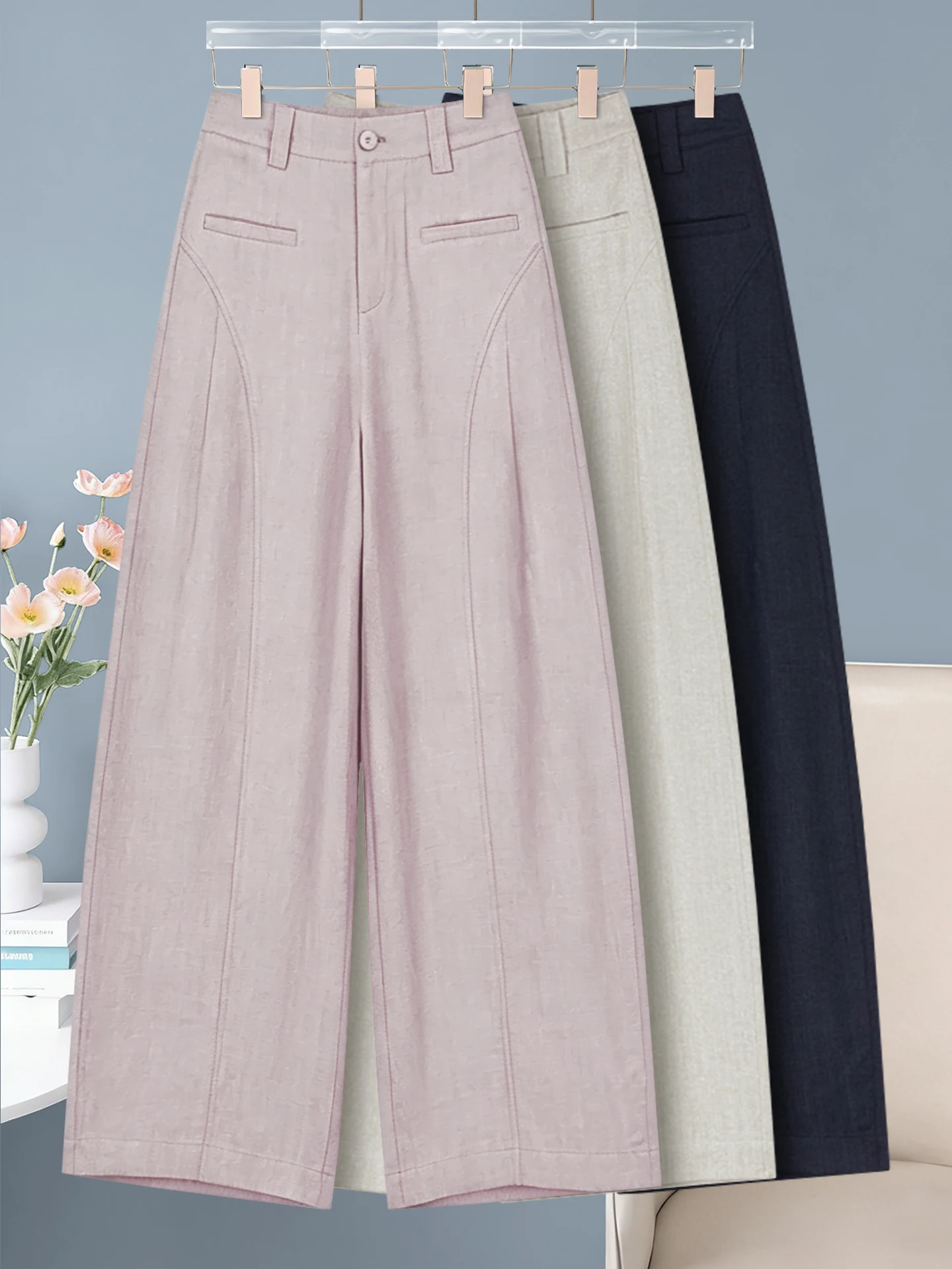 High Waist Wide Leg Knife Pants Women's Summer Thin New Lazy Loose Casual Banana Pants Linen Material Comfortable Breathable
High Waist Wide Leg Knife Pants Women's Summer Thin New Lazy Loose Casual Banana Pants Linen Material Comfortable Breathable