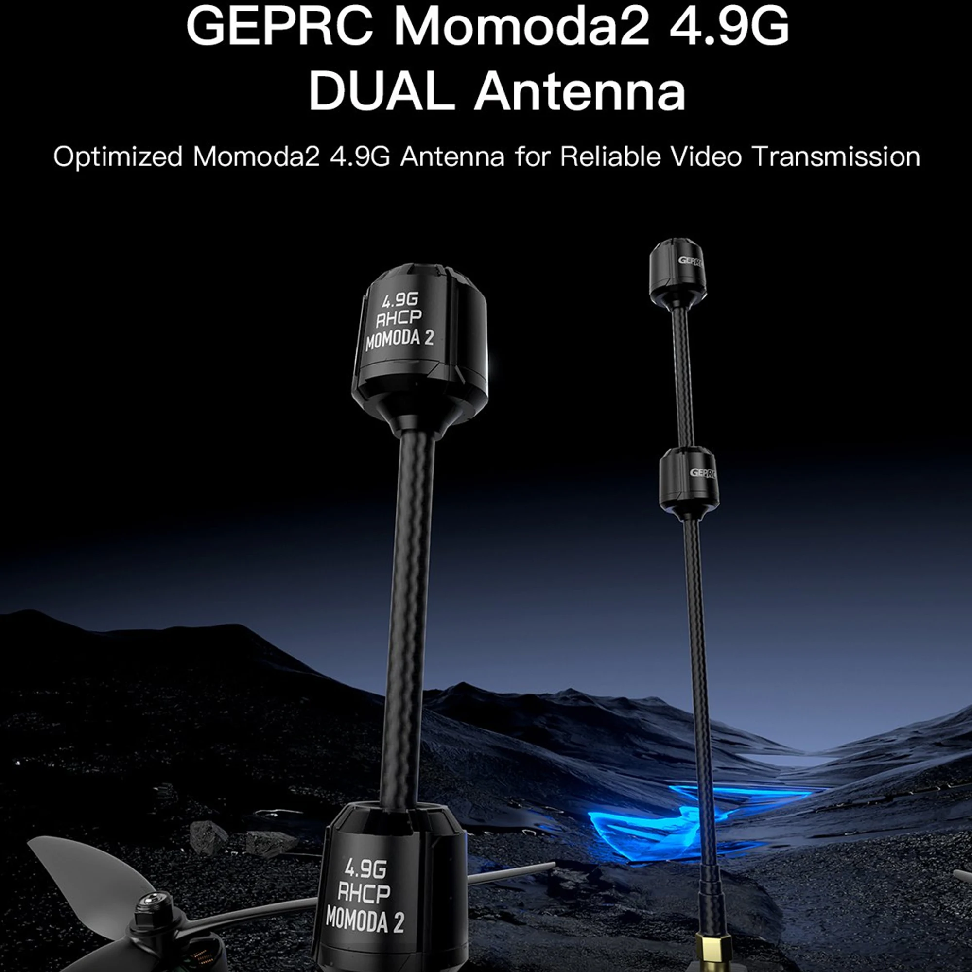 GEPRC Momoda2 4.9G DUAL Antenna RHCP SMA for FPV Drone Accessories with 4.9GHz-5.3GHz Frequency Dual RF Ultra-high Gain
GEPRC Momoda2 4.9G DUAL Antenna RHCP SMA for FPV Drone Accessories with 4.9GHz-5.3GHz Frequency Dual RF Ultra-high Gain