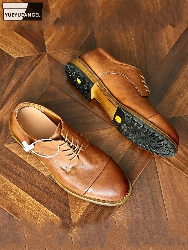 British Style Male Business Work Horsehide Genuine Leather Round Toe Derby Shoes Lace Up Casual Vintage Men Handmade Dress Shoes
British Style Male Business Work Horsehide Genuine Leather Round Toe Derby Shoes Lace Up Casual Vintage Men Handmade Dress Shoes
