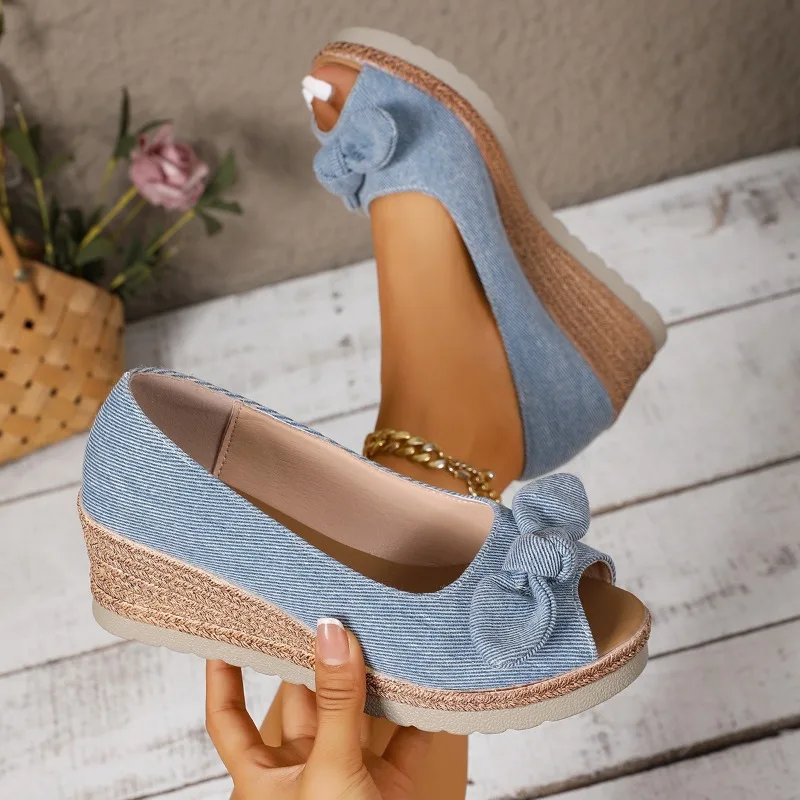 Bow High Heels Women Wedges Sandals 2025 Summer Platform Shoes Shallow New Trends Shoes Classical Elegant Dress Sandalias Mujer
Bow High Heels Women Wedges Sandals 2025 Summer Platform Shoes Shallow New Trends Shoes Classical Elegant Dress Sandalias Mujer