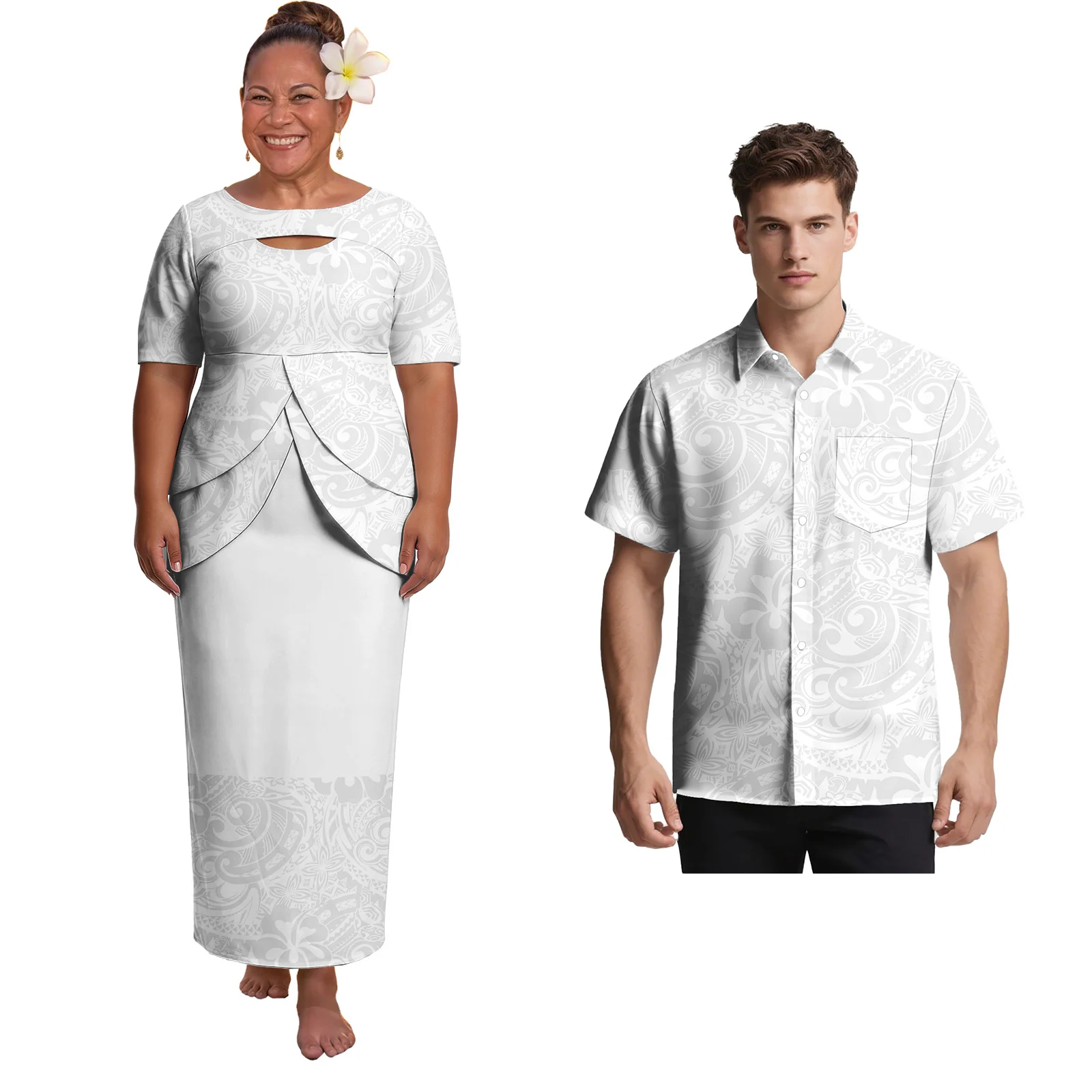 Custom White Sunday Couple Outfits Samoan Casual Button Men Shirt Women Aloha Dress Polynesian Tribal His and Hers White Clothes
Custom White Sunday Couple Outfits Samoan Casual Button Men Shirt Women Aloha Dress Polynesian Tribal His and Hers White Clothes