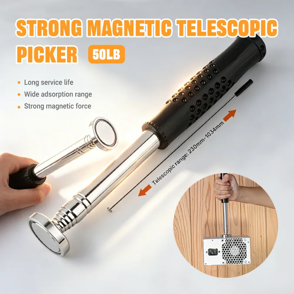 50LB Strong Magnetic Telescopic Picker for Hard To Reach Retractable Stainless Steel Pen Pickup Stick Magnet Pickup Tool
50LB Strong Magnetic Telescopic Picker for Hard To Reach Retractable Stainless Steel Pen Pickup Stick Magnet Pickup Tool