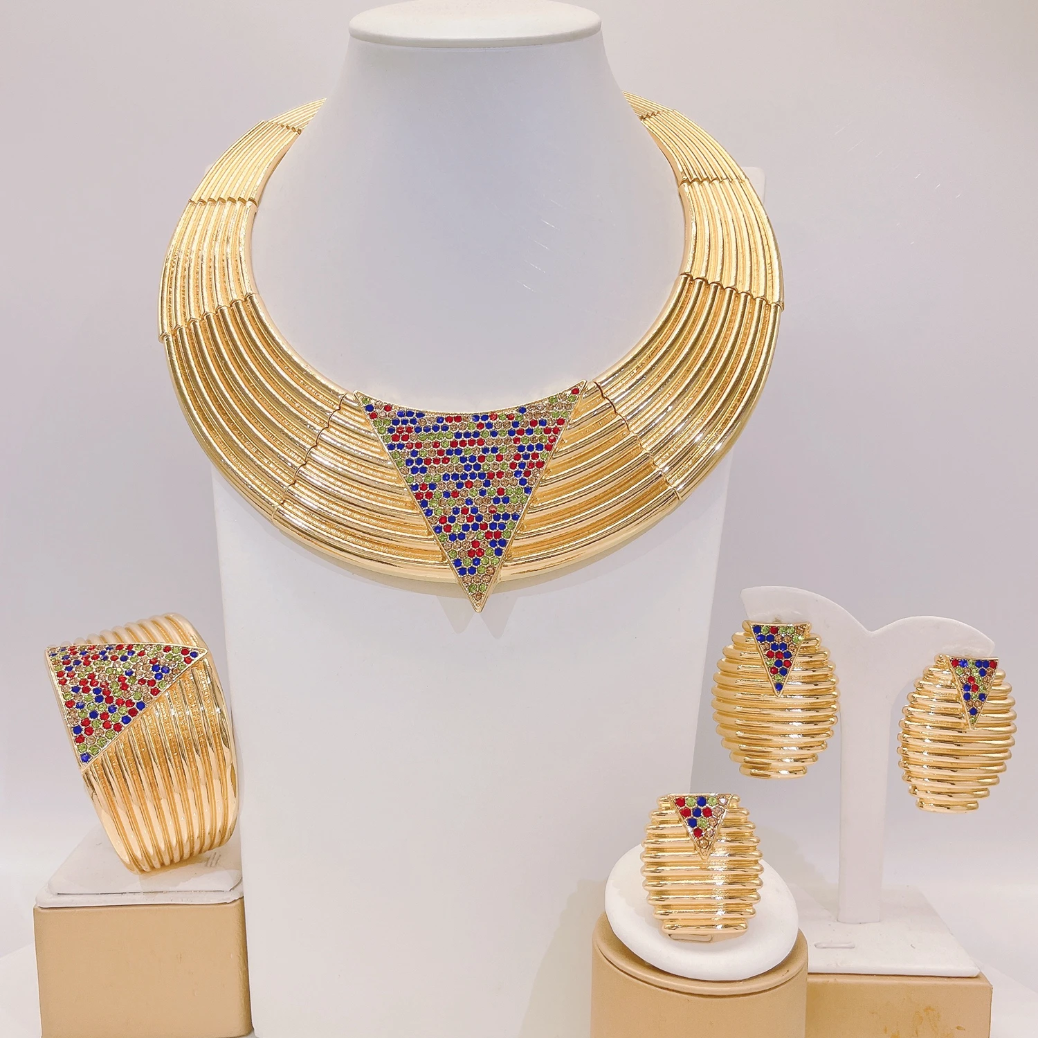 Yulaili Italian Vintage Gold Plated Colorful Crystal Jewelry Set for Women Party Wedding Necklace Earrings Bracelet Ring I00018
Yulaili Italian Vintage Gold Plated Colorful Crystal Jewelry Set for Women Party Wedding Necklace Earrings Bracelet Ring I00018