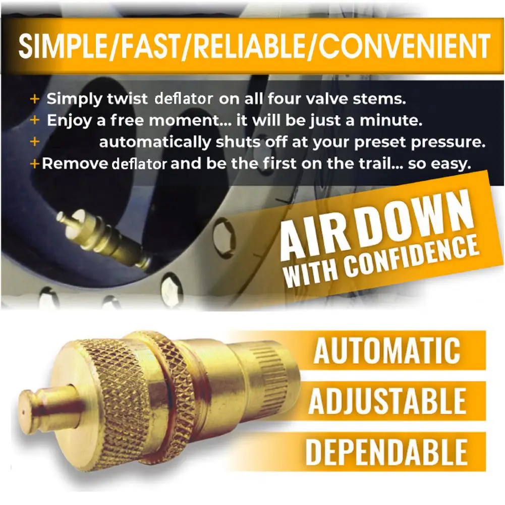 Deflators Bleeder Easy Installation Corrosion Proof Brass Reliable Tire Relief Valve for Car
Deflators Bleeder Easy Installation Corrosion Proof Brass Reliable Tire Relief Valve for Car