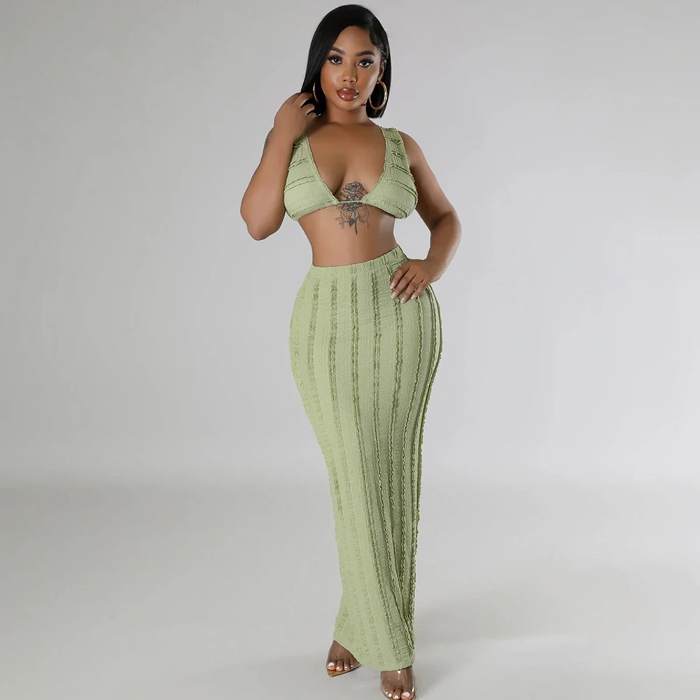 2 Pieces Set Sexy Fashion Women Set 2024 Summer Autumn Female Pullover Vest Sleeveless Top And Spaghetti Strap Maxi Skirts
2 Pieces Set Sexy Fashion Women Set 2024 Summer Autumn Female Pullover Vest Sleeveless Top And Spaghetti Strap Maxi Skirts
