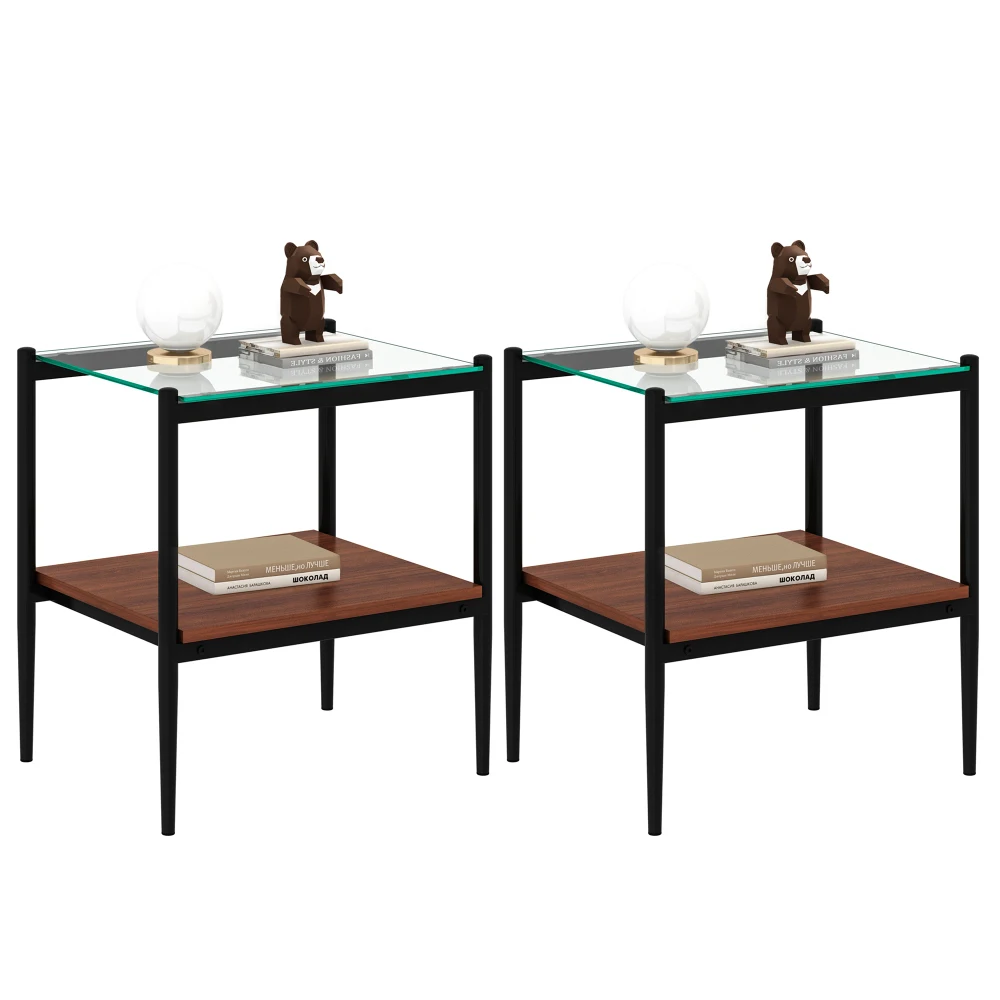 Set of 2 Rectangle End Table, Tempered Glass Tabletop with MDF layer, Modern Table for Living Room, Transparent Glass
Set of 2 Rectangle End Table, Tempered Glass Tabletop with MDF layer, Modern Table for Living Room, Transparent Glass