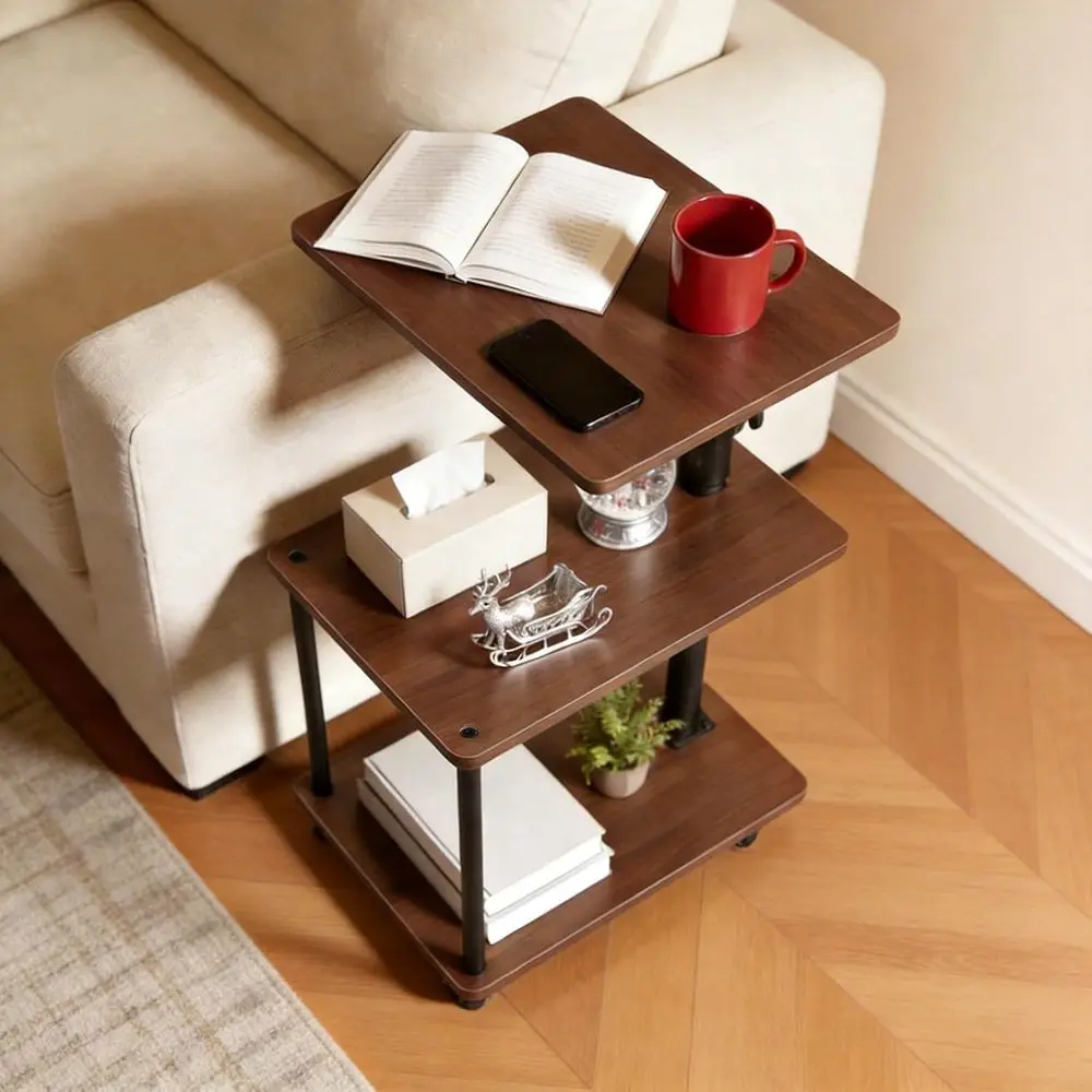 Adjustable Height Swivel Side Table with Storage, Smooth Wheels, C-Shaped for Living Room, Walnut
Adjustable Height Swivel Side Table with Storage, Smooth Wheels, C-Shaped for Living Room, Walnut