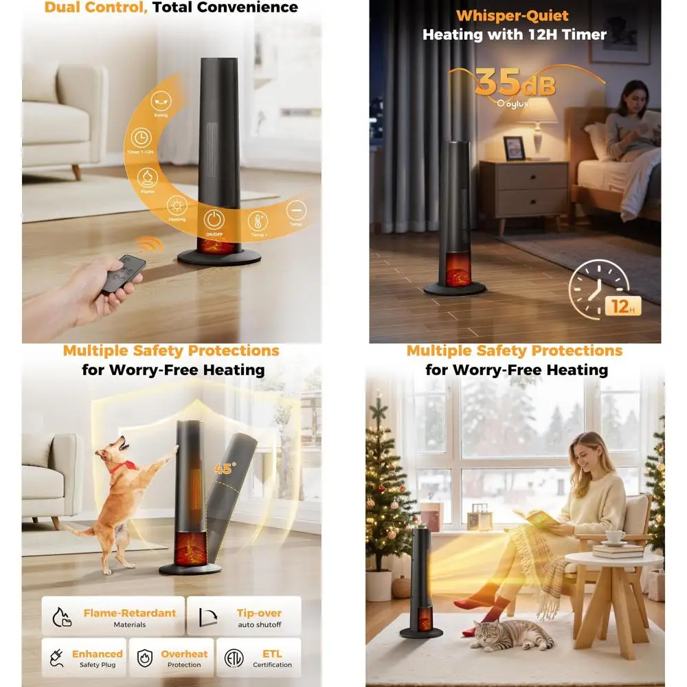 Портативный обогреватель Tower Heater 25 с 3D-эффектом пламени, пультом ДУ, регулируемым термостатом, 2 режимами нагрева, функциями безопасности, таймером на 12 часов
Портативный обогреватель Tower Heater 25 с 3D-эффектом пламени, пультом ДУ, регулируемым термостатом, 2 режимами нагрева, функциями безопасности, таймером на 12 часов