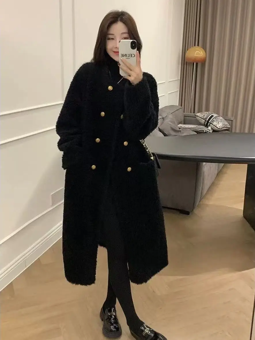 Ladies Warm Lamb Fur Coat Long Loose Sle Polyester Fiber Pure Color Korean Sle Autumn Winter New Faion Outerwear
Ladies Warm Lamb Fur Coat Long Loose Sle Polyester Fiber Pure Color Korean Sle Autumn Winter New Faion Outerwear