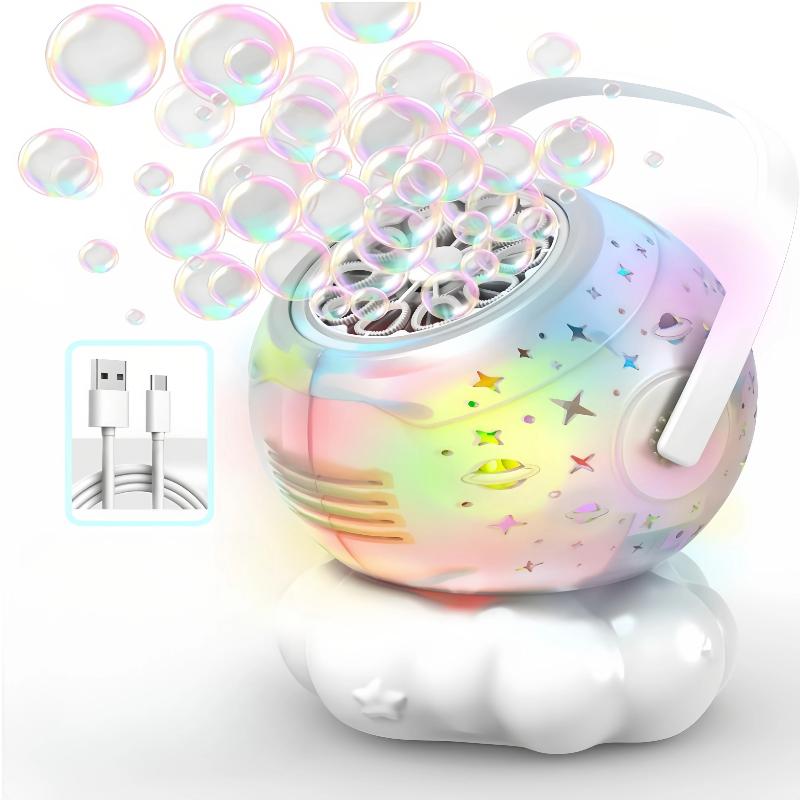 Rechargeable Bubble Machine with Colorful LED Light - Make Large Bubbles - 600mL Automatic Bubble Maker for Kids
Rechargeable Bubble Machine with Colorful LED Light - Make Large Bubbles - 600mL Automatic Bubble Maker for Kids