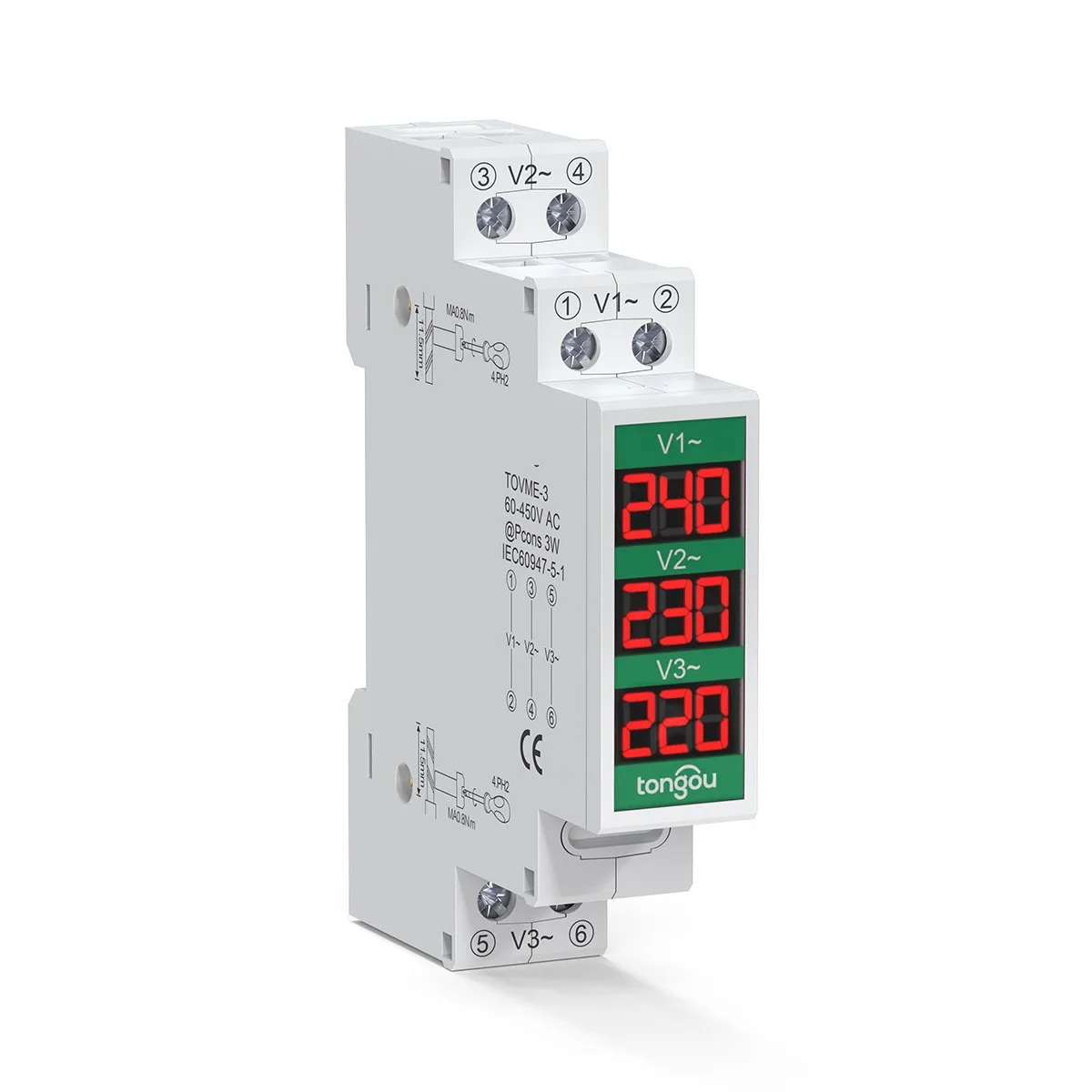 User Friendly AC Voltmeter with 3 LED Displays Securely Mounted on DIN Rail Supports Voltage Range of AC80V 500V
User Friendly AC Voltmeter with 3 LED Displays Securely Mounted on DIN Rail Supports Voltage Range of AC80V 500V