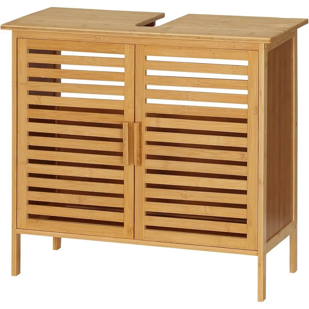 Natural Bamboo Vanity Cabinet with Double Slat Doors for Bathroom
Natural Bamboo Vanity Cabinet with Double Slat Doors for Bathroom