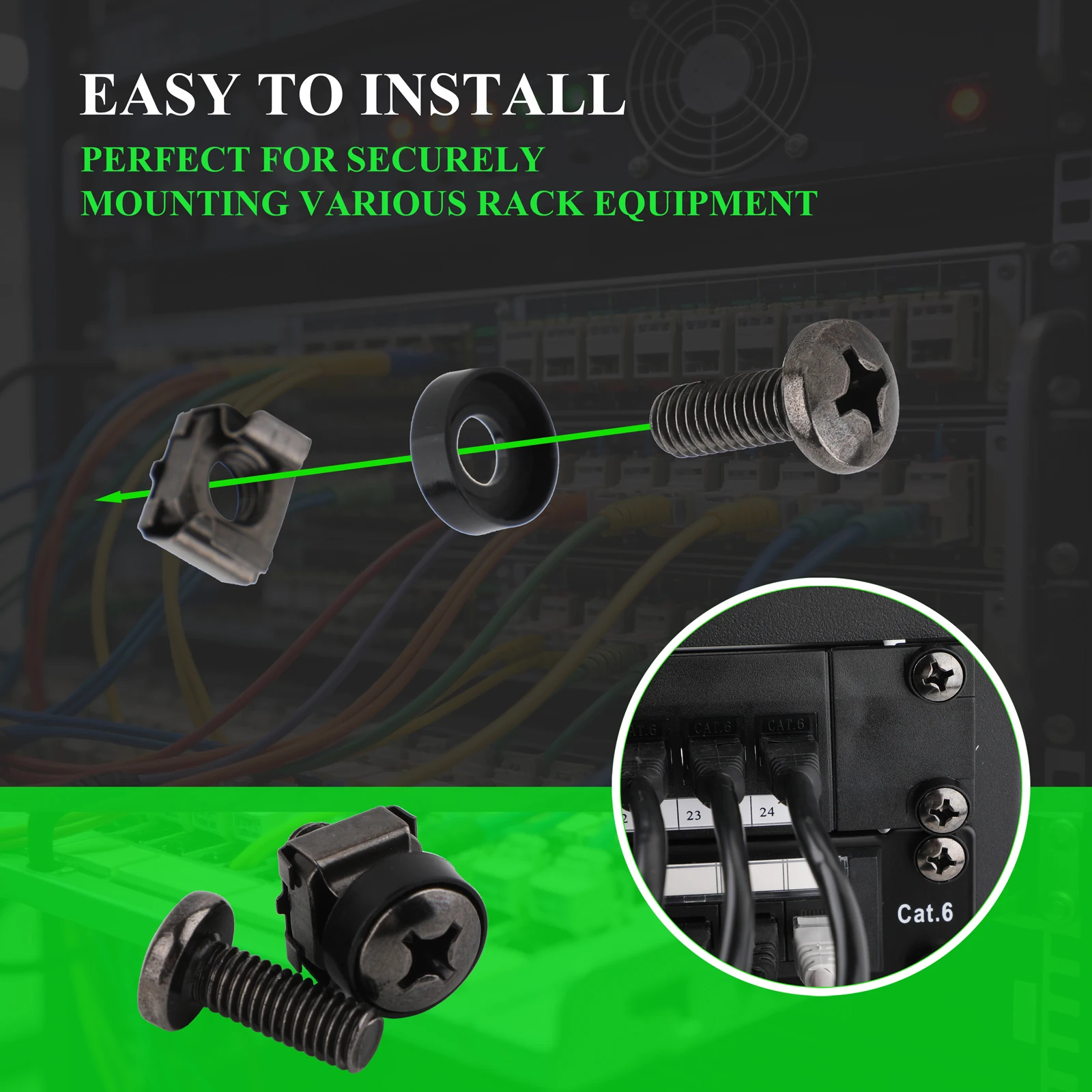 50/100 Set M6 x 16mm Rack Mount Cage Nuts, Screws and Washers, Stainless Steel Rack Screws for Server Cabinet
50/100 Set M6 x 16mm Rack Mount Cage Nuts, Screws and Washers, Stainless Steel Rack Screws for Server Cabinet