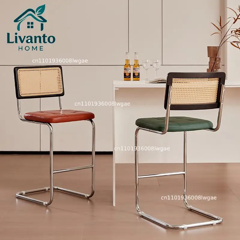Mid-Century Modern Bar Stools Rattan Dining Chairs Vintage Tall Foot Counter Stool Designer Homestay Leisure Chair with Backrest
Mid-Century Modern Bar Stools Rattan Dining Chairs Vintage Tall Foot Counter Stool Designer Homestay Leisure Chair with Backrest