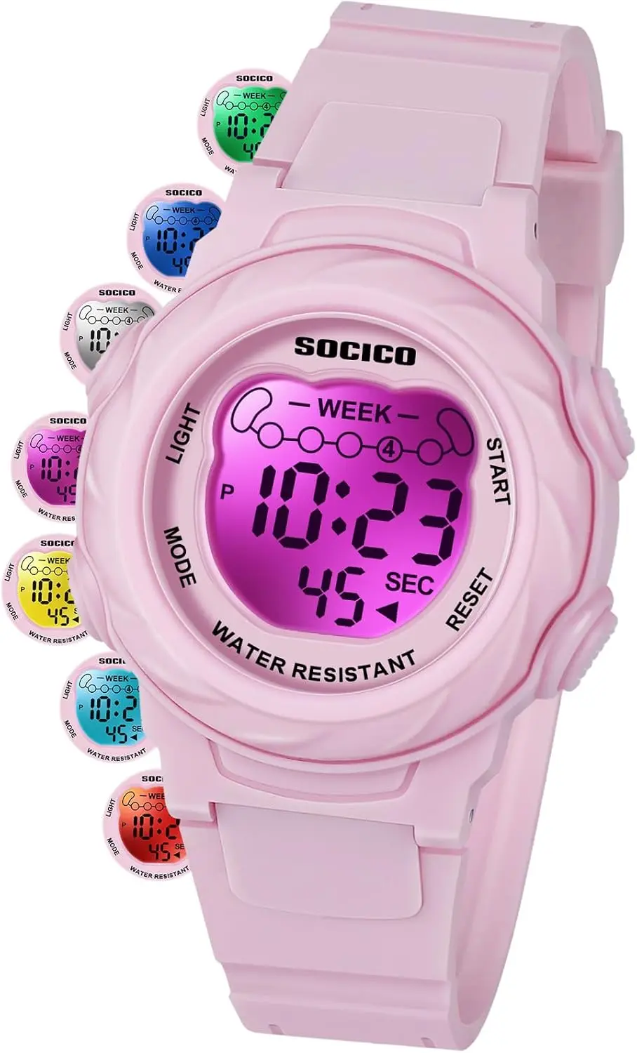 Kids Digital Watch 5ATM Waterproof 7 Color Lights Alarm Stopwatch Soft Band Ages 5-12
Kids Digital Watch 5ATM Waterproof 7 Color Lights Alarm Stopwatch Soft Band Ages 5-12