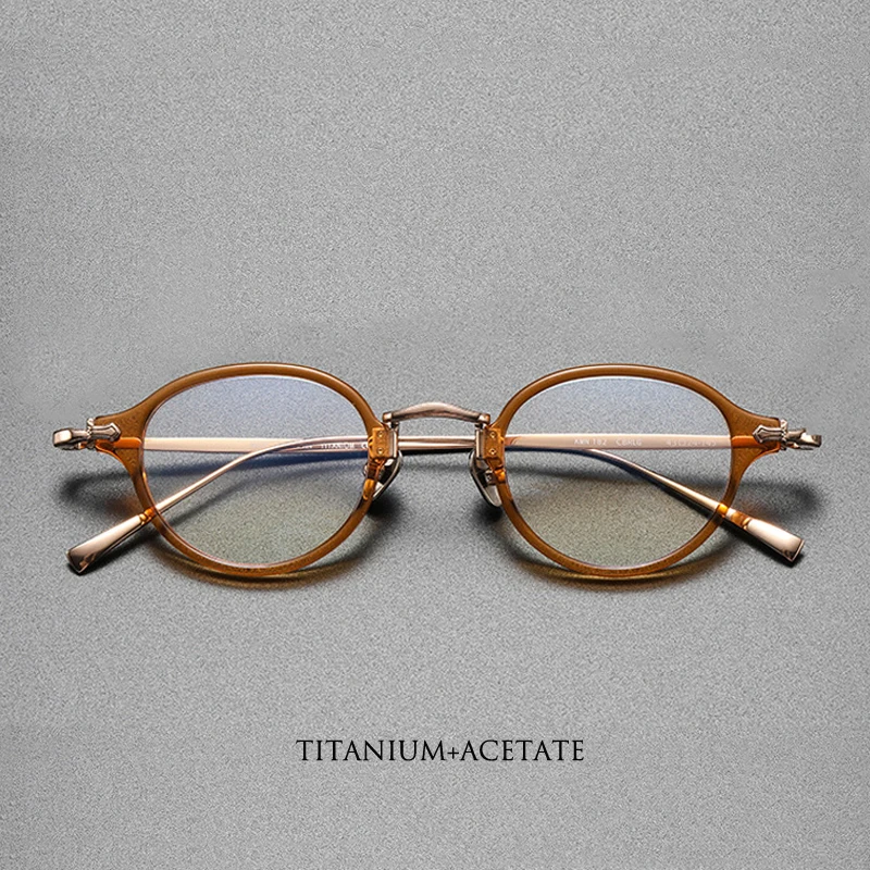 Japan Luxury Brand Designer Men Vintage Acetate Titanium Small Round Frame Eyeglasses Women Oval Optical Myopia Lenses Glasses
Japan Luxury Brand Designer Men Vintage Acetate Titanium Small Round Frame Eyeglasses Women Oval Optical Myopia Lenses Glasses