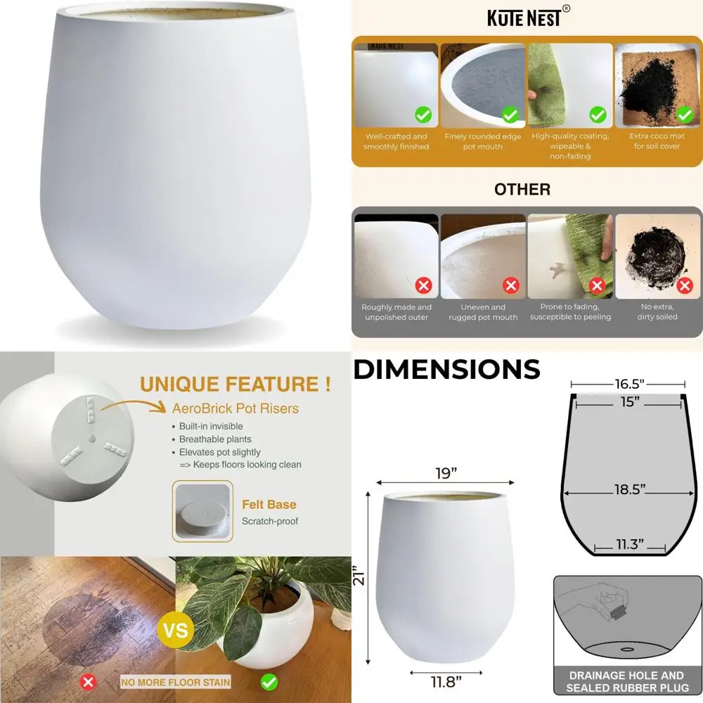 Round Tapered Fiberstone Planter with Drainage, Smooth Finish, Suitable for Indoor and Outdoor, 21 Height x 19 Diameter, Include
Round Tapered Fiberstone Planter with Drainage, Smooth Finish, Suitable for Indoor and Outdoor, 21 Height x 19 Diameter, Include