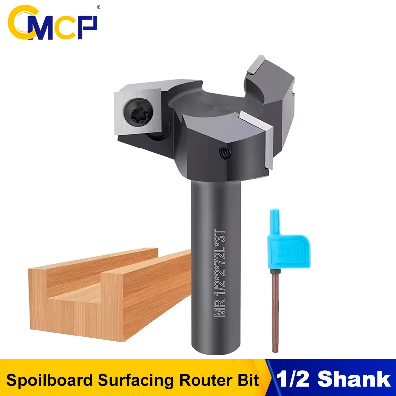 CMCP 1pc 3 Flute Wood Planer Bit CNC Surfacing Router Bit 1/2 Shank Insert-Style Spoilboard Face End Milling Cutter
CMCP 1pc 3 Flute Wood Planer Bit CNC Surfacing Router Bit 1/2 Shank Insert-Style Spoilboard Face End Milling Cutter