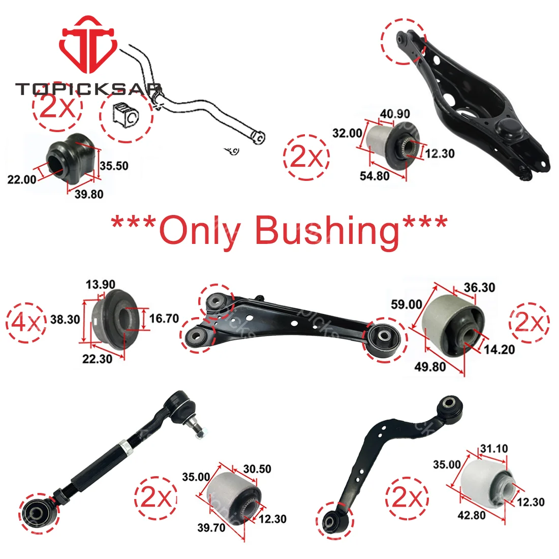 TOPICKSAP Rear Control Lateral Trans Arm Bushings Set 14pcs Bushings for Toyota Rav4 2006 2007 2008 2009 2010 201 2012
TOPICKSAP Rear Control Lateral Trans Arm Bushings Set 14pcs Bushings for Toyota Rav4 2006 2007 2008 2009 2010 201 2012