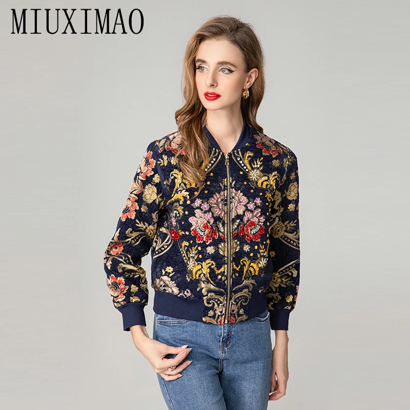 MIUXIMAO 2025 Lady Spring Fall Diamonds Jacket Full Sleeve Flower Leaf Jacquard Royal Dark Blue Jackets Women Vestides
MIUXIMAO 2025 Lady Spring Fall Diamonds Jacket Full Sleeve Flower Leaf Jacquard Royal Dark Blue Jackets Women Vestides