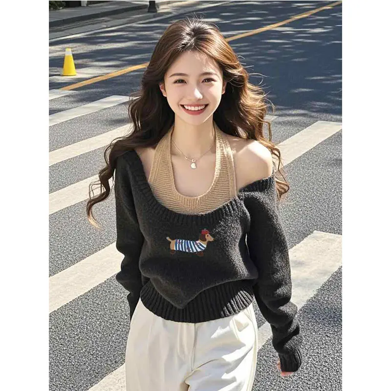 Autumn Winter Unique Loose Lazy Cartoon Print Knitwear Base Layer Top Women's Design Sense Long Sleeve Regular Length Pullover
Autumn Winter Unique Loose Lazy Cartoon Print Knitwear Base Layer Top Women's Design Sense Long Sleeve Regular Length Pullover