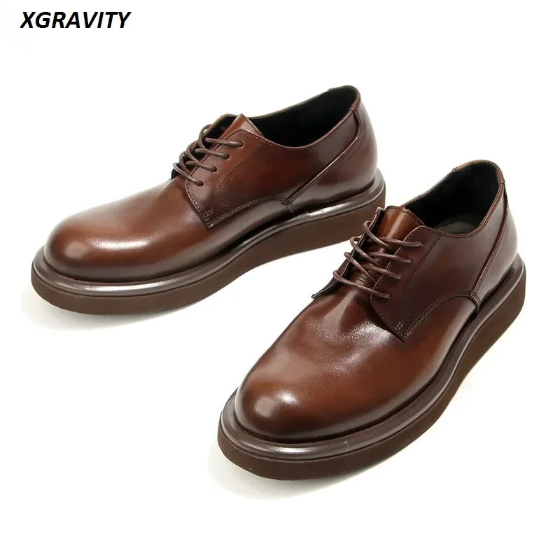 A085 New European And American Thick Sole Men's Real Leather Shoes Round Toe Lace Up Man Leisure Genuine Leather Footwear Male
A085 New European And American Thick Sole Men's Real Leather Shoes Round Toe Lace Up Man Leisure Genuine Leather Footwear Male