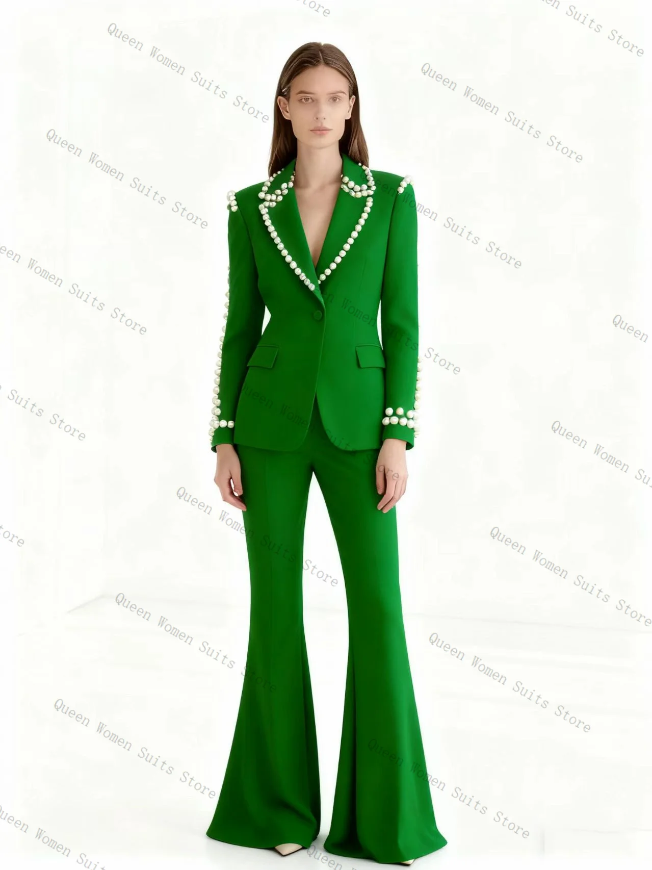 Luxury Green Pearls Women Suit Set 2 Pcs Blazer+Pants Trousers Formal Office Lady Jacket Guest Wedding Prom Coat Customized
Luxury Green Pearls Women Suit Set 2 Pcs Blazer+Pants Trousers Formal Office Lady Jacket Guest Wedding Prom Coat Customized