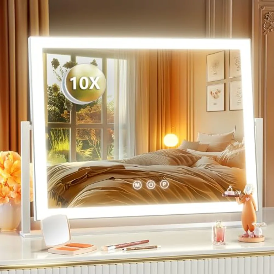 Lighted Makeup Mirror 17.3"x13" Hollywood Vanity Mirror with Led Lights Three Color Lighting Modes and 10X Magnification Mirror
Lighted Makeup Mirror 17.3"x13" Hollywood Vanity Mirror with Led Lights Three Color Lighting Modes and 10X Magnification Mirror