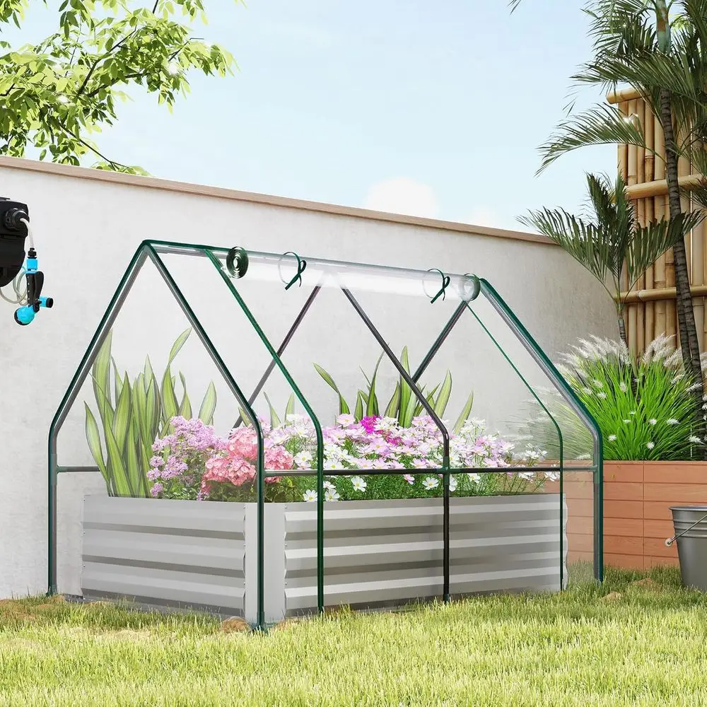 3-tier Galvanized Garden Bed with Mini Greenhouse for Herbs and Vegetables, Suitable for Patio or Balcony, Clear and Gray
3-tier Galvanized Garden Bed with Mini Greenhouse for Herbs and Vegetables, Suitable for Patio or Balcony, Clear and Gray