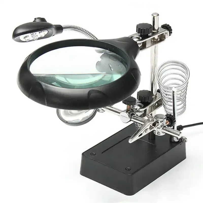 Magnifying Glass Soldering Iron With LED Light 3 Lens Helping Hand Rework Station Repair Welding Tools
Magnifying Glass Soldering Iron With LED Light 3 Lens Helping Hand Rework Station Repair Welding Tools