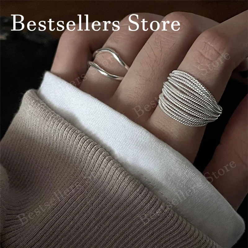925 Sterling Silver Multi-line Twisted Opening Ring for Women, Fashion Charm Jewelry, Wedding Gift
925 Sterling Silver Multi-line Twisted Opening Ring for Women, Fashion Charm Jewelry, Wedding Gift