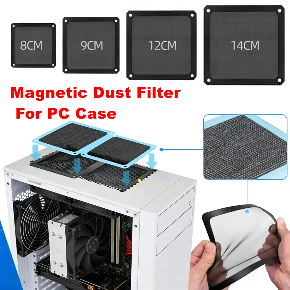8cm/12cm Cooling Fan Filter Soft Magnetic Frame Chassis Cooling Dust Filter Dust-proof Mesh Cover Net Guard Computer Accessories
8cm/12cm Cooling Fan Filter Soft Magnetic Frame Chassis Cooling Dust Filter Dust-proof Mesh Cover Net Guard Computer Accessories