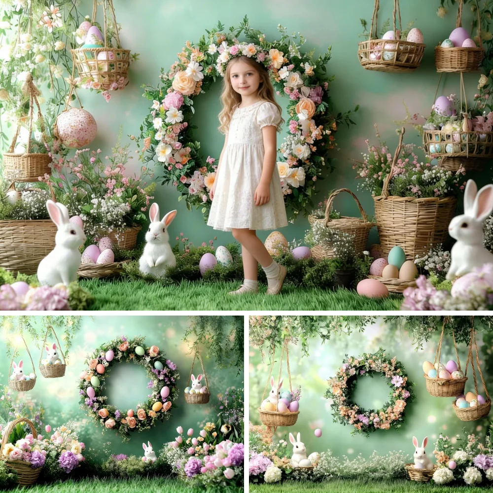 Spring Easter Photography Backdrop Bunny Rabbit Basket Egg Flower Wreath Children Baby Photo Background Decoration Photocall
Spring Easter Photography Backdrop Bunny Rabbit Basket Egg Flower Wreath Children Baby Photo Background Decoration Photocall