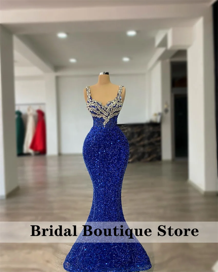 Royal Blue Bead Crystals Sequins Mermaid Evening Dress Birthday Vestidos Luxury Fancy Clothes Long Prom Customized
Royal Blue Bead Crystals Sequins Mermaid Evening Dress Birthday Vestidos Luxury Fancy Clothes Long Prom Customized