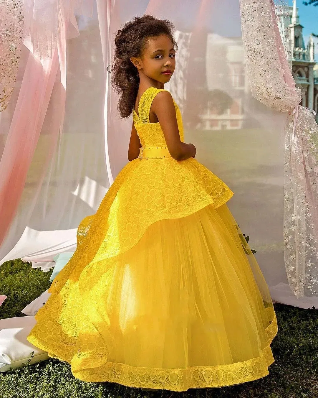 Yellow O Neck Flower Girl Dresses for Wedding Sleeveless Princess Girl Gown for Photoshoot First Communion Gowns Customized
Yellow O Neck Flower Girl Dresses for Wedding Sleeveless Princess Girl Gown for Photoshoot First Communion Gowns Customized